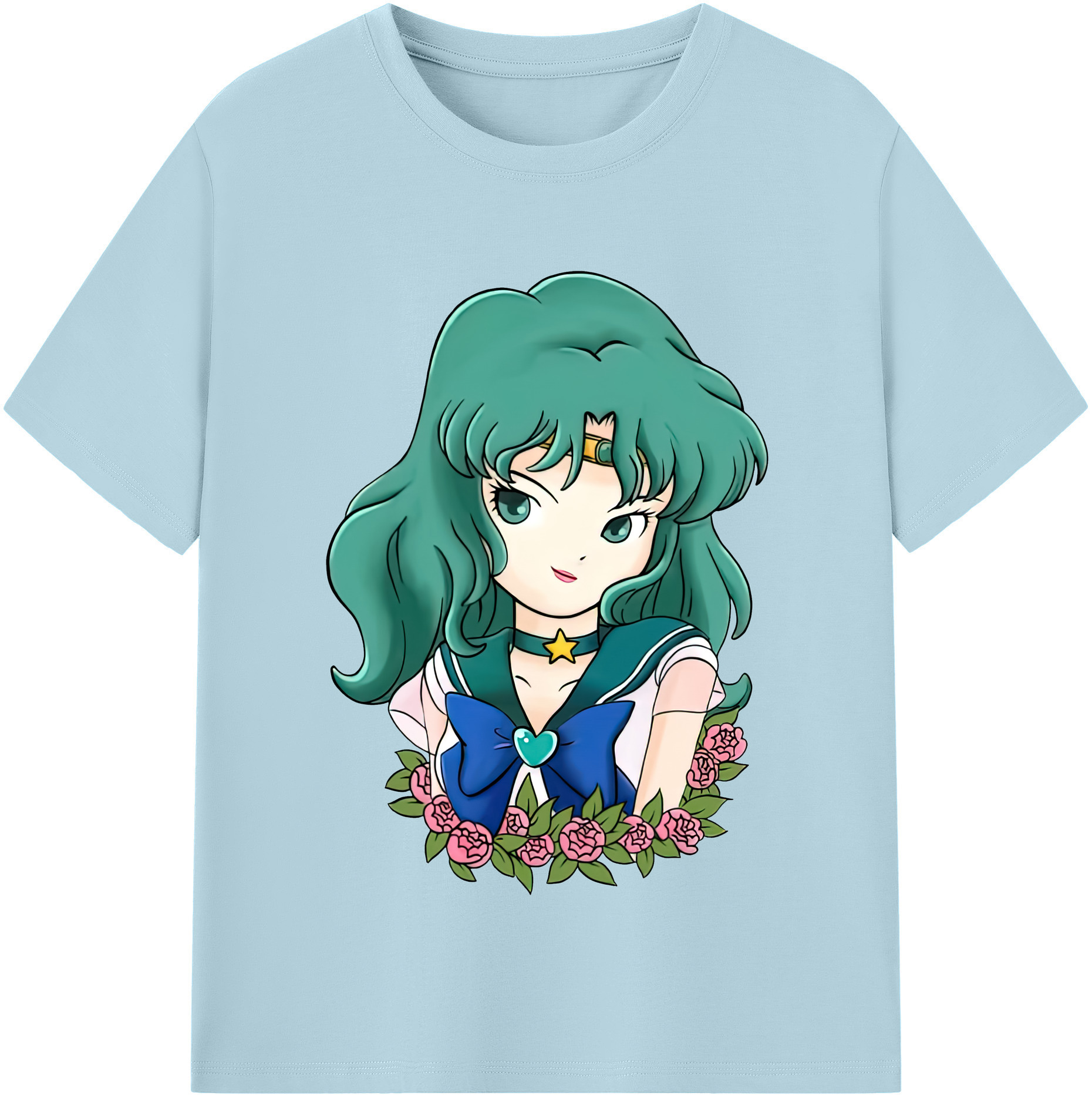 （画像用） 美少女戦士セーラームーン 海王 みちる（かいおう みちる） Sailor Moon Kaiou Michiru 綿100％半袖Tシャツ（フロントプリント）